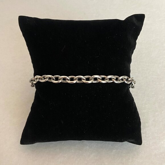 Solid Sterling Silver 925 5.8MM Oval Cable Chain Charm Bracelet 7.75" - Picture 11 of 16